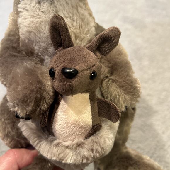 Wild Republic Kangaroo w/Joey Plush Gray Mom and Baby Stuffed Animal 13" - Picture 7 of 12